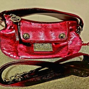 Coach Pink Sequin Crossbody Bag with Silver Accents